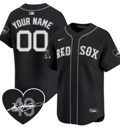 Custom Boston Red Sox Jersey Tim Wakefield Limited Memorial Patch Stitched Black