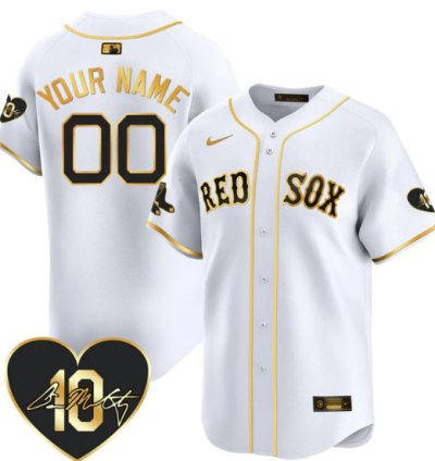 Custom Boston Red Sox Jersey Dave Mccarty Memorial Patch Stitched White Gold