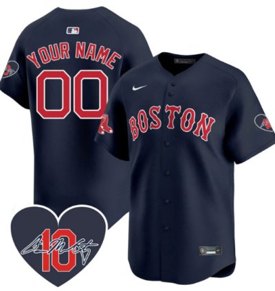 Custom Boston Red Sox Jersey Dave Mccarty Memorial Patch Stitched Navy