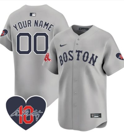 Custom Boston Red Sox Jersey Dave Mccarty Memorial Patch Stitched Gray