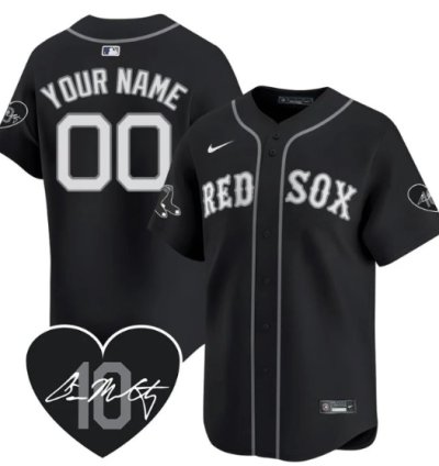 Custom Boston Red Sox Jersey Dave Mccarty Memorial Patch Stitched Black