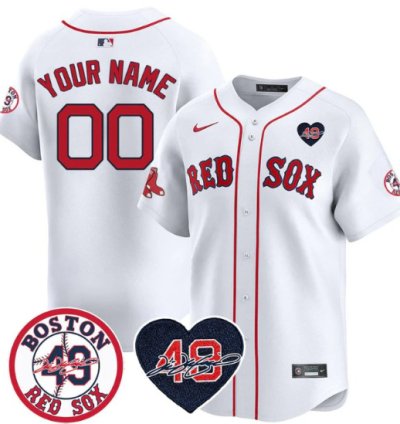 Custom Boston Red Sox Jersey Tim Patch Stitched White Gold
