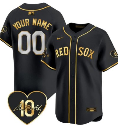Custom Boston Red Sox Jersey Dave Mccarty Memorial Patch Stitched Black Gold