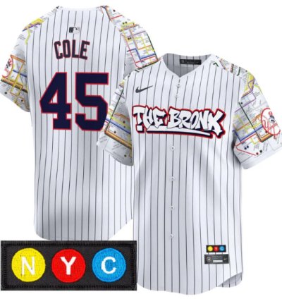 Gerrit Cole Jersey 45 New York Yankees The Bronx Subway Style Premier Stitched Pinstripe