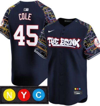 Gerrit Cole Jersey 45 New York Yankees The Bronx Subway Style Premier Stitched Navy