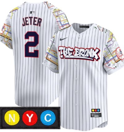 Derek Jeter Jersey 2 New York Yankees The Bronx Subway Style Premier Stitched Pinstripe