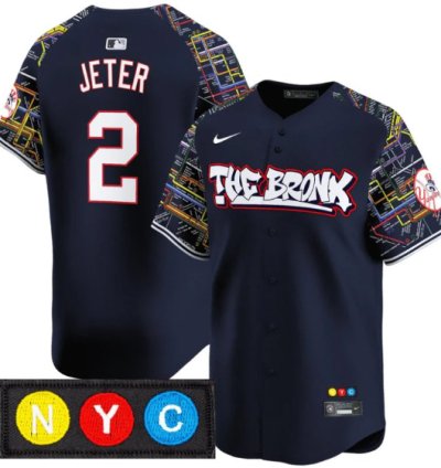 Derek Jeter Jersey 2 New York Yankees The Bronx Subway Style Premier Stitched Navy