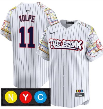 Anthony Volpe Jersey 11 New York Yankees The Bronx Subway Style Premier Stitched Pinstripe
