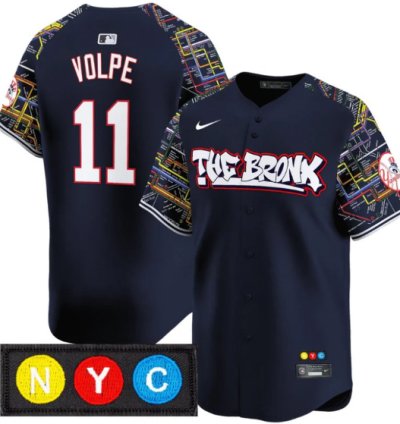 Anthony Volpe Jersey 11 New York Yankees The Bronx Subway Style Premier Stitched Navy
