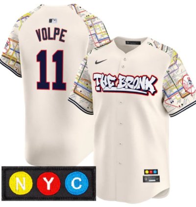 Anthony Volpe Jersey 11 New York Yankees The Bronx Subway Style Premier Stitched Cream