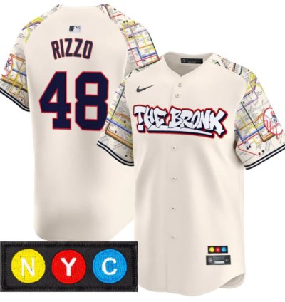 Anthony Rizzo Jersey 48 New York Yankees The Bronx Subway Style Premier Stitched Cream