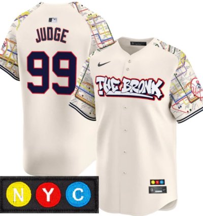 Aaron Judge Jersey 99 New York Yankees The Bronx Subway Style Premier Stitched Cream