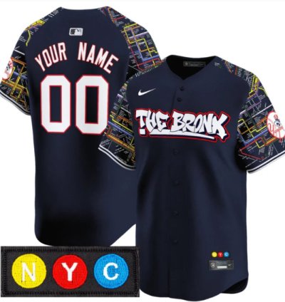 Customnew York Yankees Jersey The Bronx Subway Style Vapor Premier Limited Stitched Navy