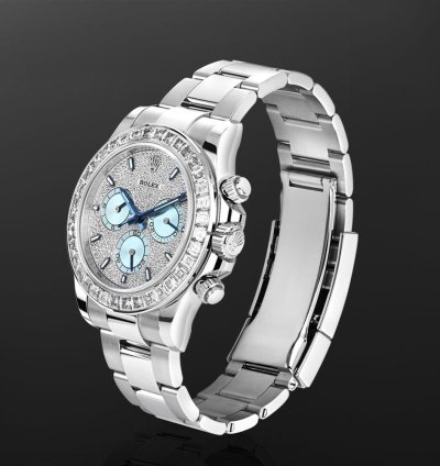Rolex Daytona 126576tbr Platinum Pave Diamond Dial Ascher Cut Bezel
