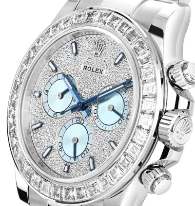Rolex Daytona 126576tbr Platinum Pave Diamond Dial Ascher Cut Bezel