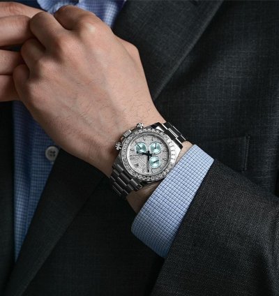 Rolex Daytona 126576tbr Platinum Pave Diamond Dial Ascher Cut Bezel