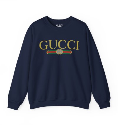 Gucci Gg Logo Navy Sweatshirt - Size Usa