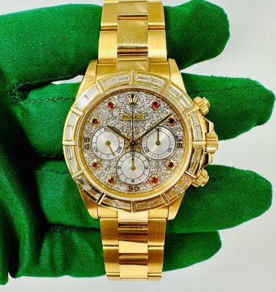 Rolex Daytona 16568 Zenith Movement Ruby Diamond Baguette Bezel Rare
