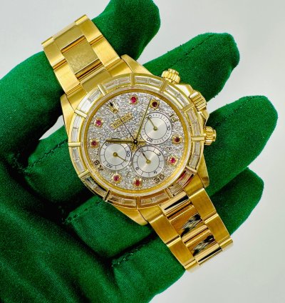 Rolex Daytona 16568 Zenith Movement Ruby Diamond Baguette Bezel Rare