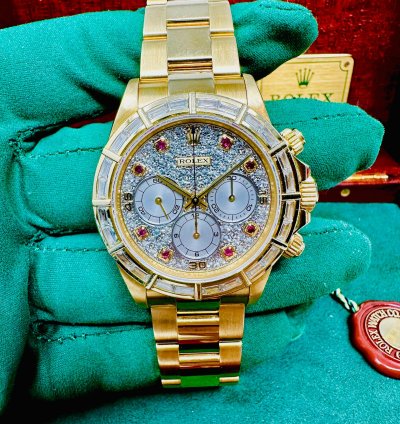 Rolex Daytona 16568 Zenith Movement Ruby Diamond Baguette Bezel Rare