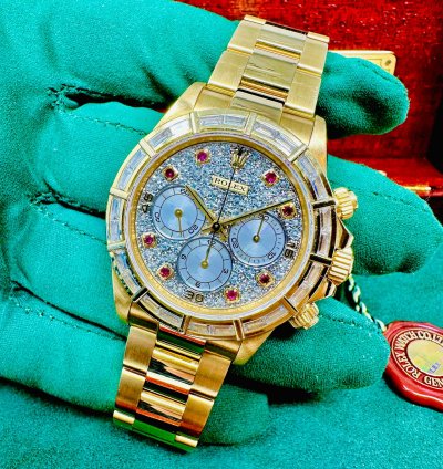 Rolex Daytona 16568 Zenith Movement Ruby Diamond Baguette Bezel Rare