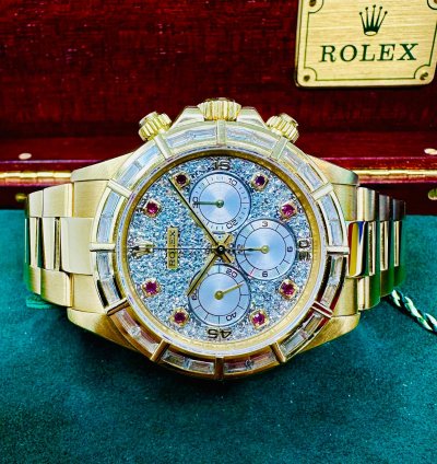 Rolex Daytona 16568 Zenith Movement Ruby Diamond Baguette Bezel Rare