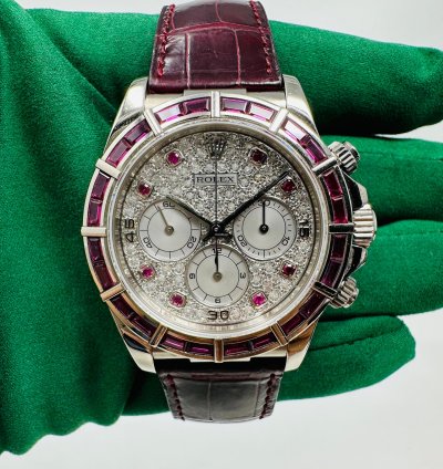 Rolex Daytona 16589 Zenith Ruby Bezel Pave Diamond Dial Limited 1 Of 5 Pieces