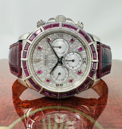 Rolex Daytona 16589 Zenith Ruby Bezel Pave Diamond Dial Limited 1 Of 5 Pieces