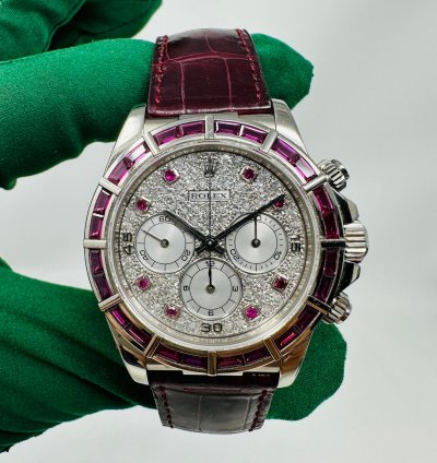 Rolex Daytona 16589 Zenith Ruby Bezel Pave Diamond Dial Limited 1 Of 5 Pieces