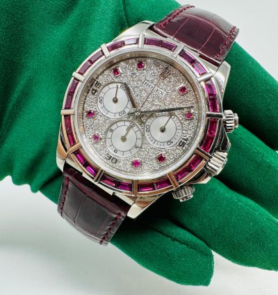 Rolex Daytona 16589 Zenith Ruby Bezel Pave Diamond Dial Limited 1 Of 5 Pieces