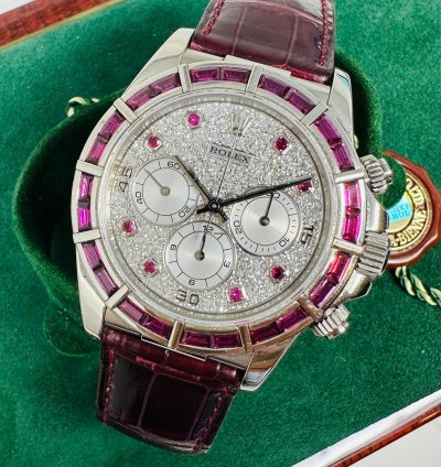 Rolex Daytona 16589 Zenith Ruby Bezel Pave Diamond Dial Limited 1 Of 5 Pieces