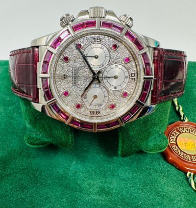 Rolex Daytona 16589 Zenith Ruby Bezel Pave Diamond Dial Limited 1 Of 5 Pieces