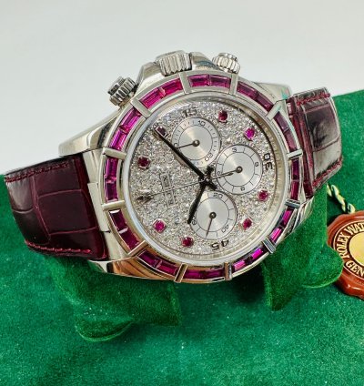 Rolex Daytona 16589 Zenith Ruby Bezel Pave Diamond Dial Limited 1 Of 5 Pieces