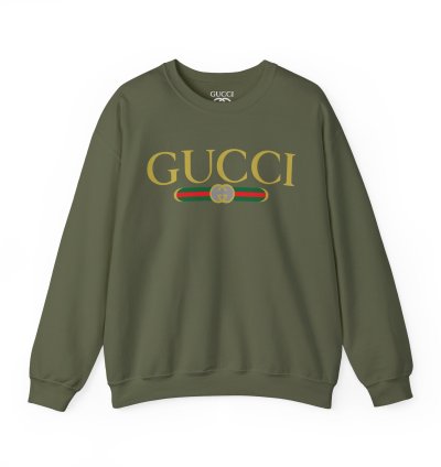 Gucci Gg Logo Military Green Sweatshirt - Size Usa