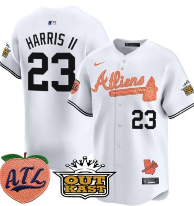 Michael Harris Ii Jersey 23 Atlanta Braves Atliens Peach Vapor Premier Limited Stitched White