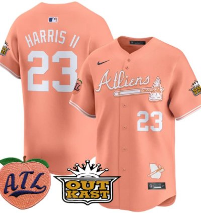 Michael Harris Ii Jersey 23 Atlanta Braves Atliens Peach Vapor Premier Limited Stitched Peach