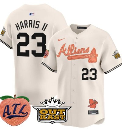 Michael Harris Ii Jersey 23 Atlanta Braves Atliens Peach Vapor Premier Limited Stitched Cream