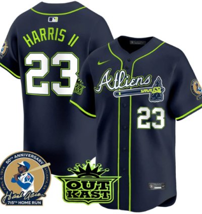 Michael Harris Ii Jersey 23 Atlanta Braves Atliens Hank Aaron Patch Limited Stitched