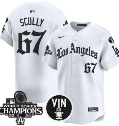 Vin Scully Jersey 67 Dodgers 2025 La Gothic Style Vapor Premier Limited Stitched White