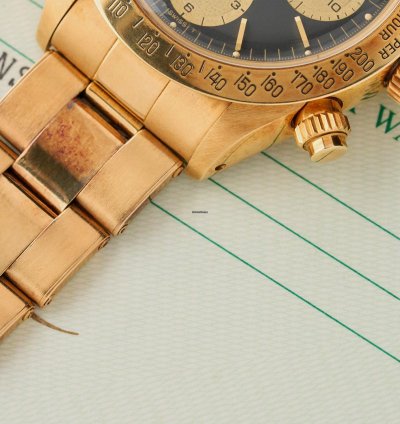 Rolex Daytona 6265 18k Yellow Gold - Black Dial And Champagne Counters - Full Set - Nos