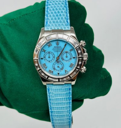 Rolex Daytona Beach Blue Daytona With Factory Baguette Bezel 116589br Extremely Rare