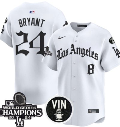 Kobe Bryant Jersey 24 Dodgers 2025 La Gothic Style Vapor Premier Limited Stitched White