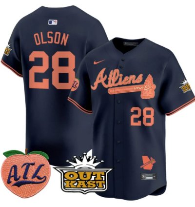 Matt Olson Jersey 28 Atlanta Braves Atliens Peach Vapor Premier Limited Stitched