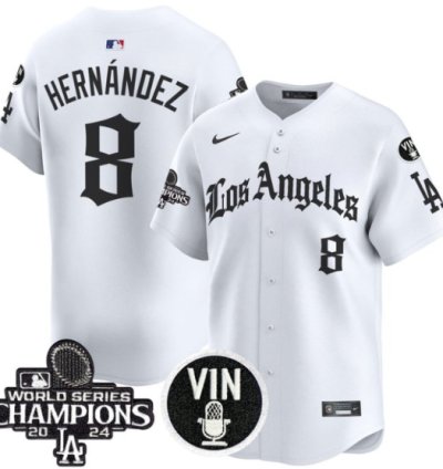 Kike Hernandez Jersey 8 Dodgers 2025 La Gothic Style Vapor Premier Limited Stitched White
