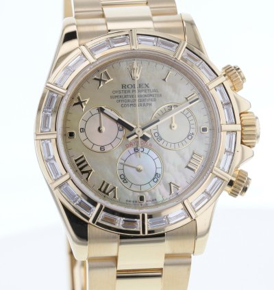 Rolex Daytona Cosmograph Daytona Gold 750 Nette Mit 24 Baguette Diamanten
