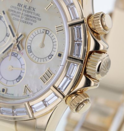 Rolex Daytona Cosmograph Daytona Gold 750 Nette Mit 24 Baguette Diamanten
