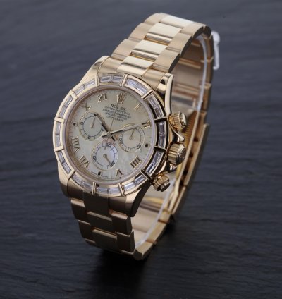 Rolex Daytona Cosmograph Daytona Gold 750 Nette Mit 24 Baguette Diamanten