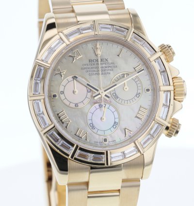 Rolex Daytona Cosmograph Daytona Gold 750 Nette Mit 24 Baguette Diamanten