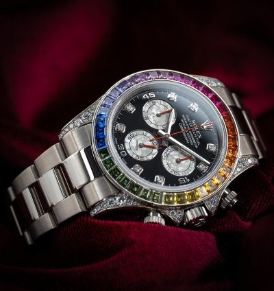 Rolex Daytona Cosmograph Daytona White Gold Rainbow Diamonds 116599rbow Box Papers