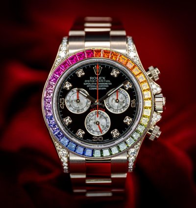 Rolex Daytona Cosmograph Daytona White Gold Rainbow Diamonds 116599rbow Box Papers
